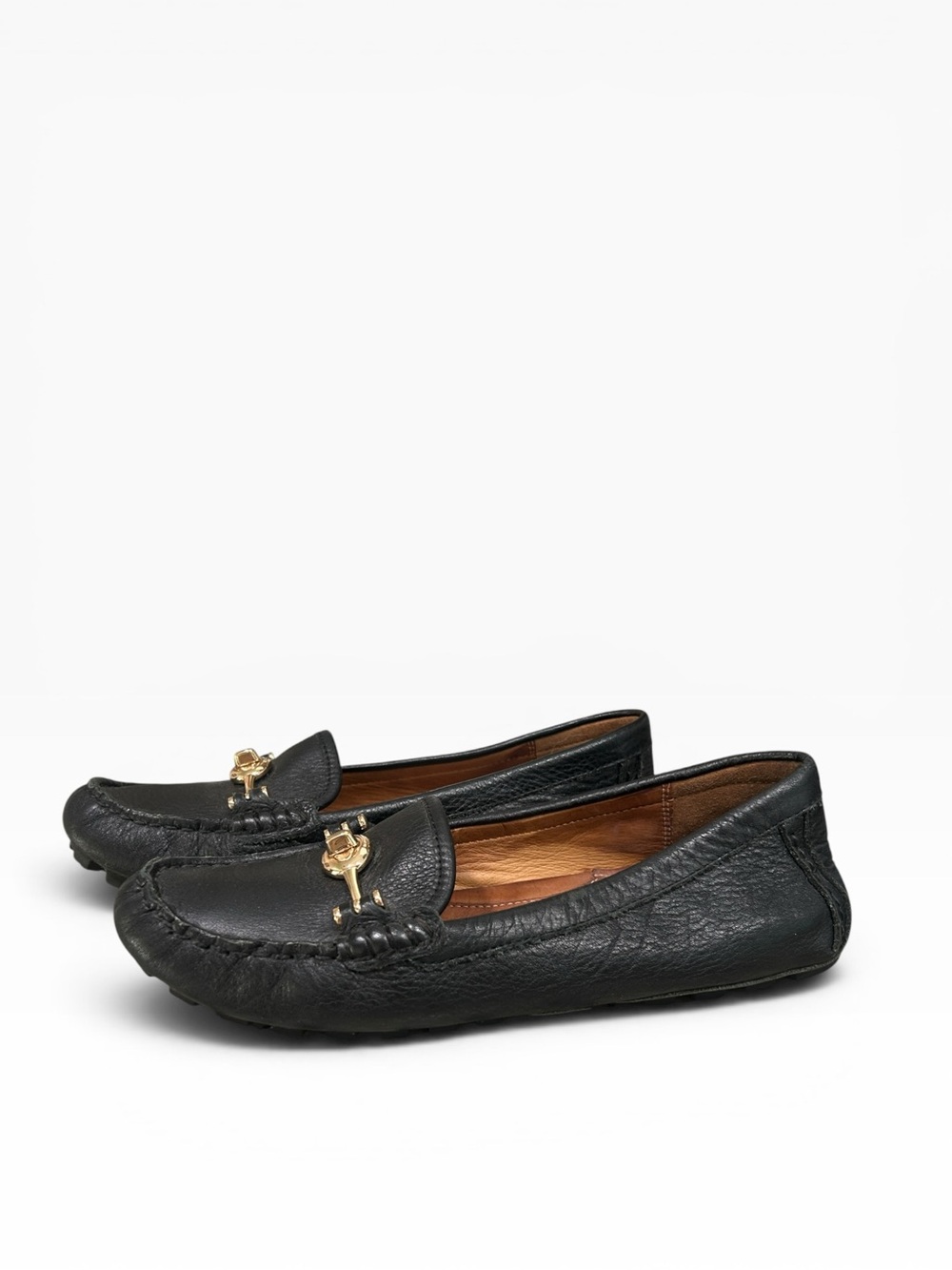 Coach Arlene Turnlock Driving Moccasins Loafers Black Pebble Leather Size 6